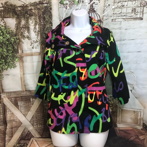 Vintage Berek Jacket Women's small Colorful Abstract Retro Graffiti Art core - Picture 11 of 12